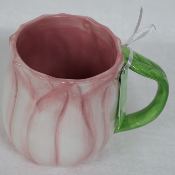 LANG by Design Group TULIP FLOWER SHAPED COFFEE MUG HAND PAINTED - PINK - NEW - Picture 6 of 6